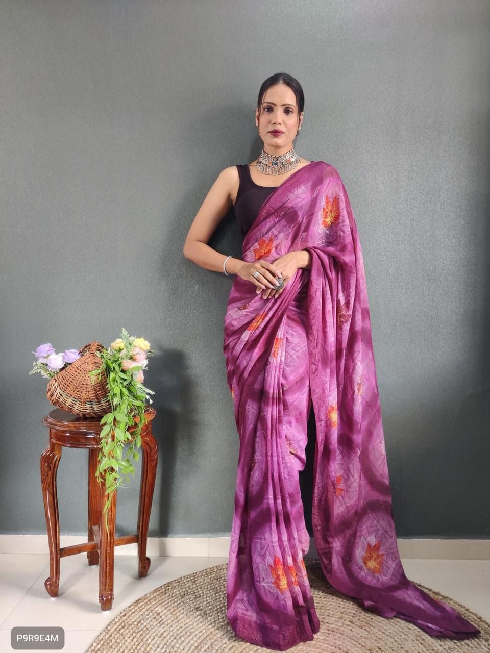 1-Minute Ready to Wear Georgette Saree with Bangalori Blouse