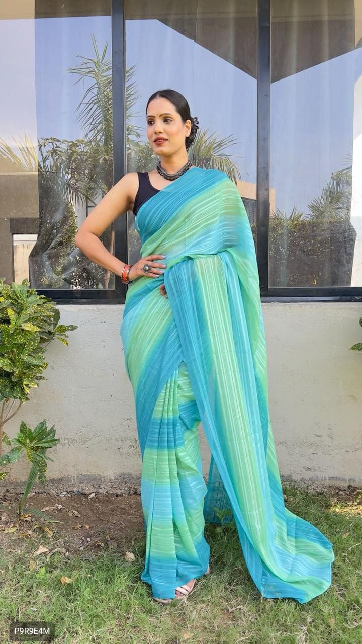 1-Minute Ready to Wear Georgette Saree with Bangalori Blouse