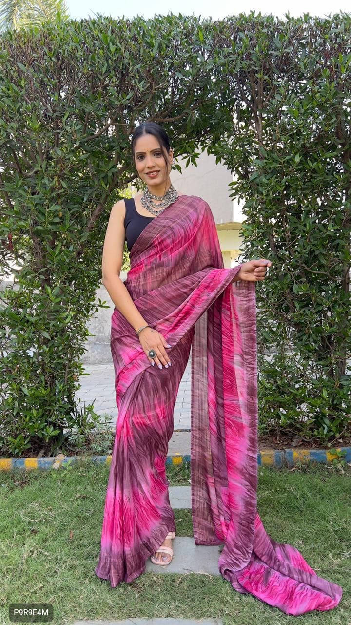 1-Minute Ready to Wear Georgette Saree with Bangalori Blouse