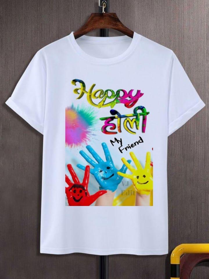 Holi Special Rayon Slub T-Shirt with Digital Print