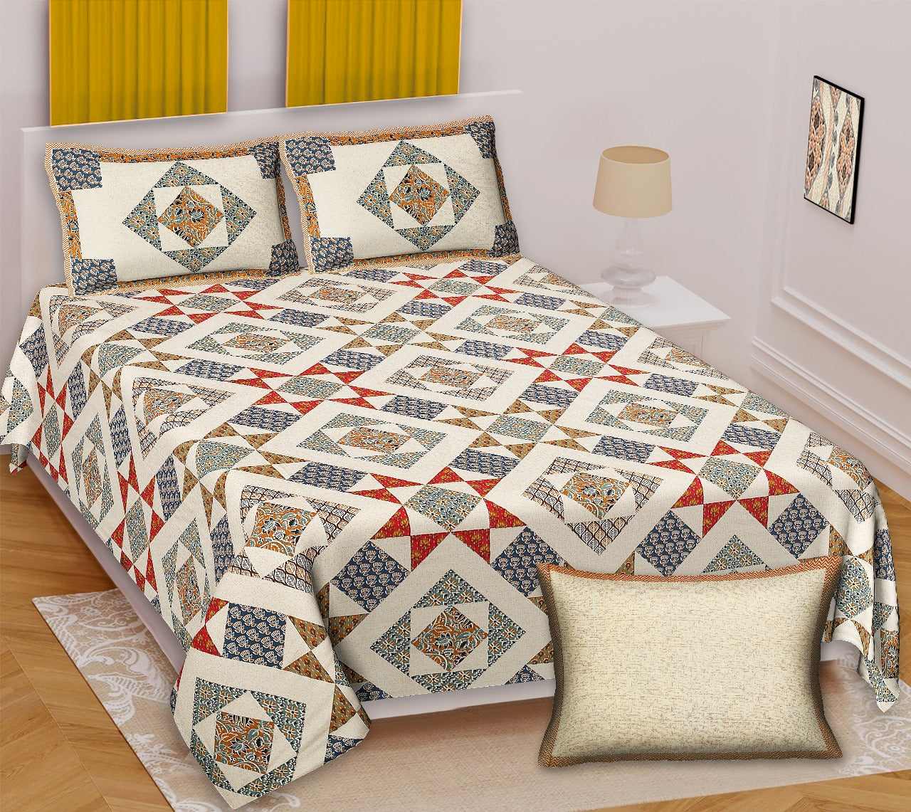 King Size Bed Sheet Set (100*108 inch) - Cotton