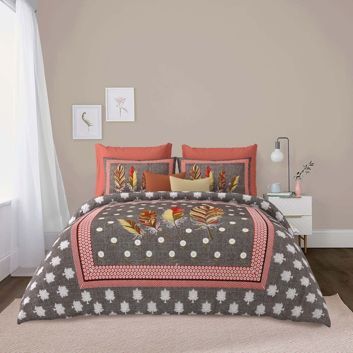 100"x100" Cotton Bed Sheet with Flap Pillowcases (18"x27")