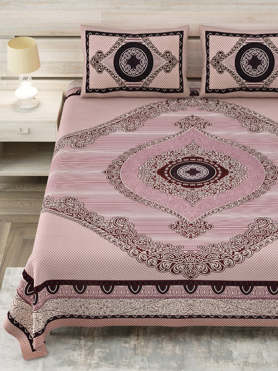 Cotton Viscose Blend Bed Sheet Set - King Size (Includes Pillowcases)