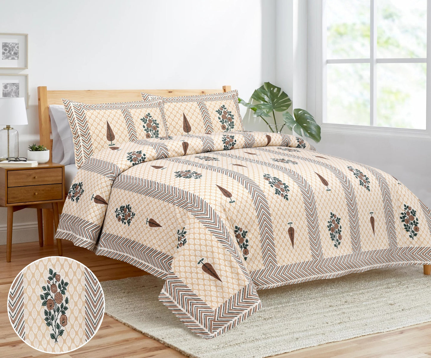 King Size Bedsheet Set in Cotton-Viscose Blend