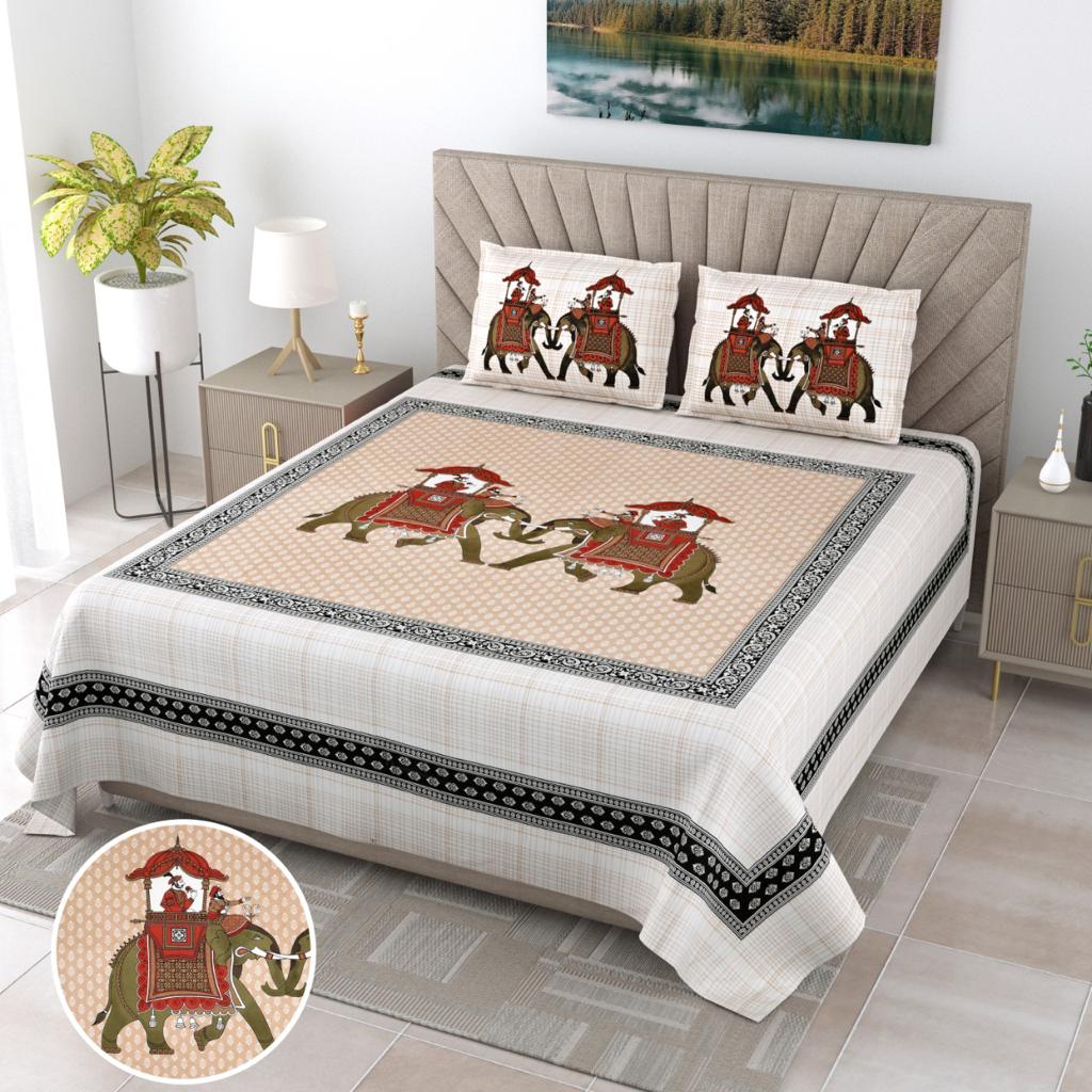 Super King Size Comfort - Jumbo Bed Sheet Set (10ft x 10ft) with Pillow Covers (Cotton)