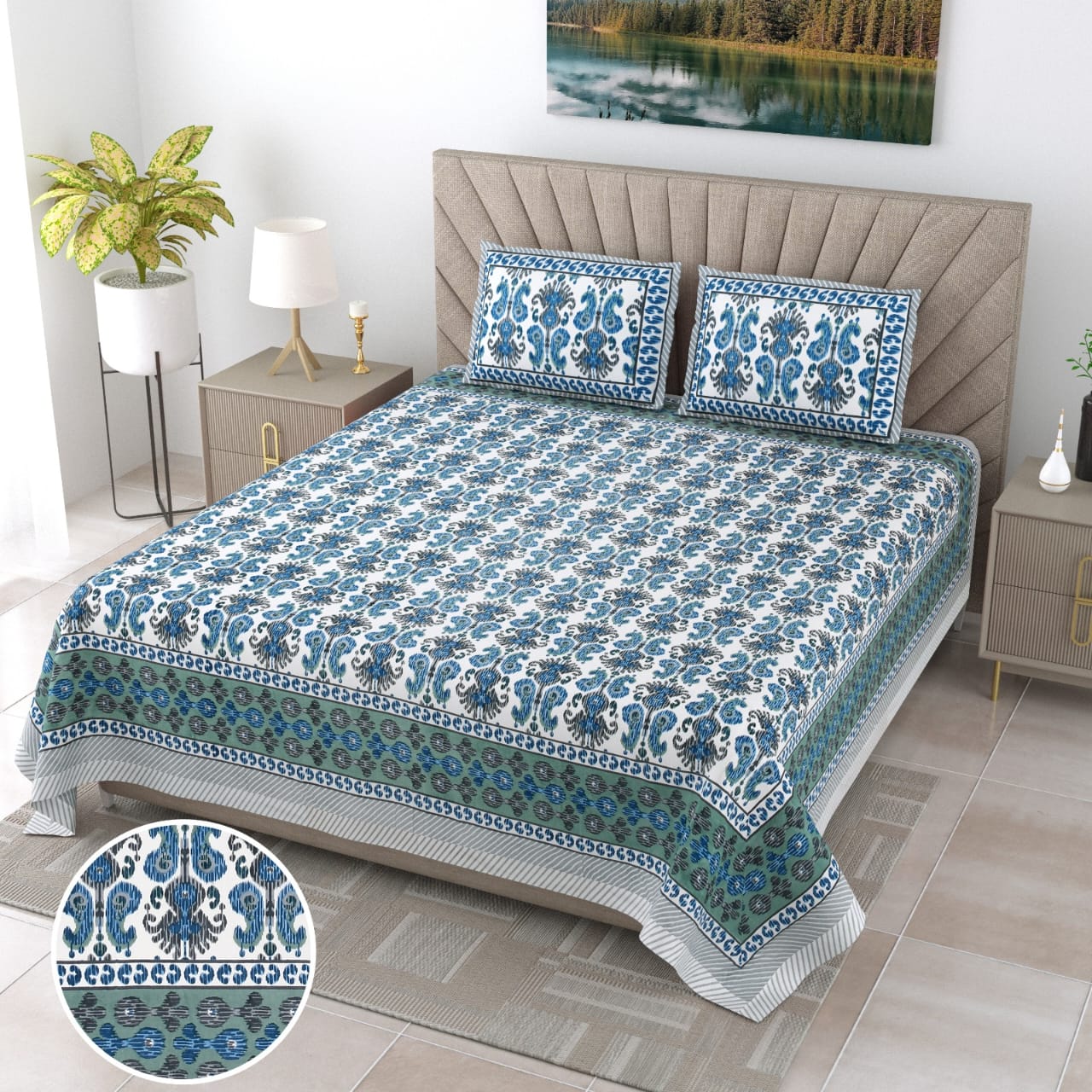 Super King Size Comfort - Jumbo Bed Sheet Set (10ft x 10ft) with Pillow Covers (Cotton)