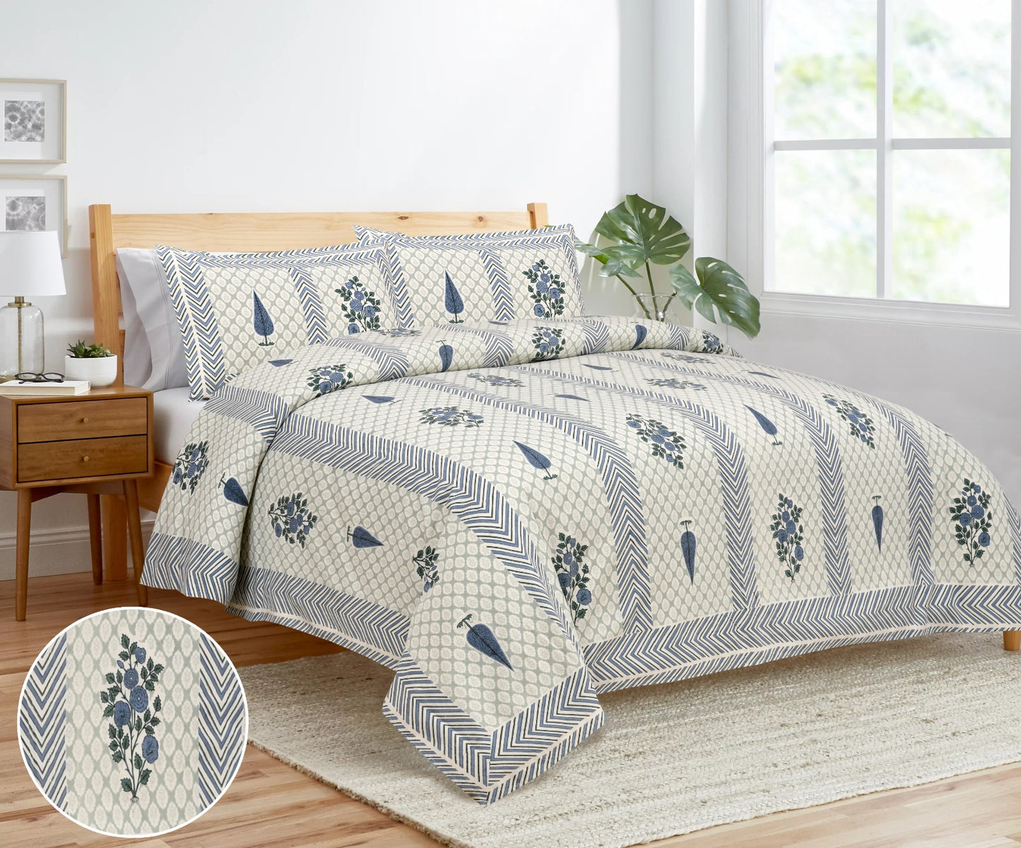 King Size Bedsheet Set in Cotton-Viscose Blend