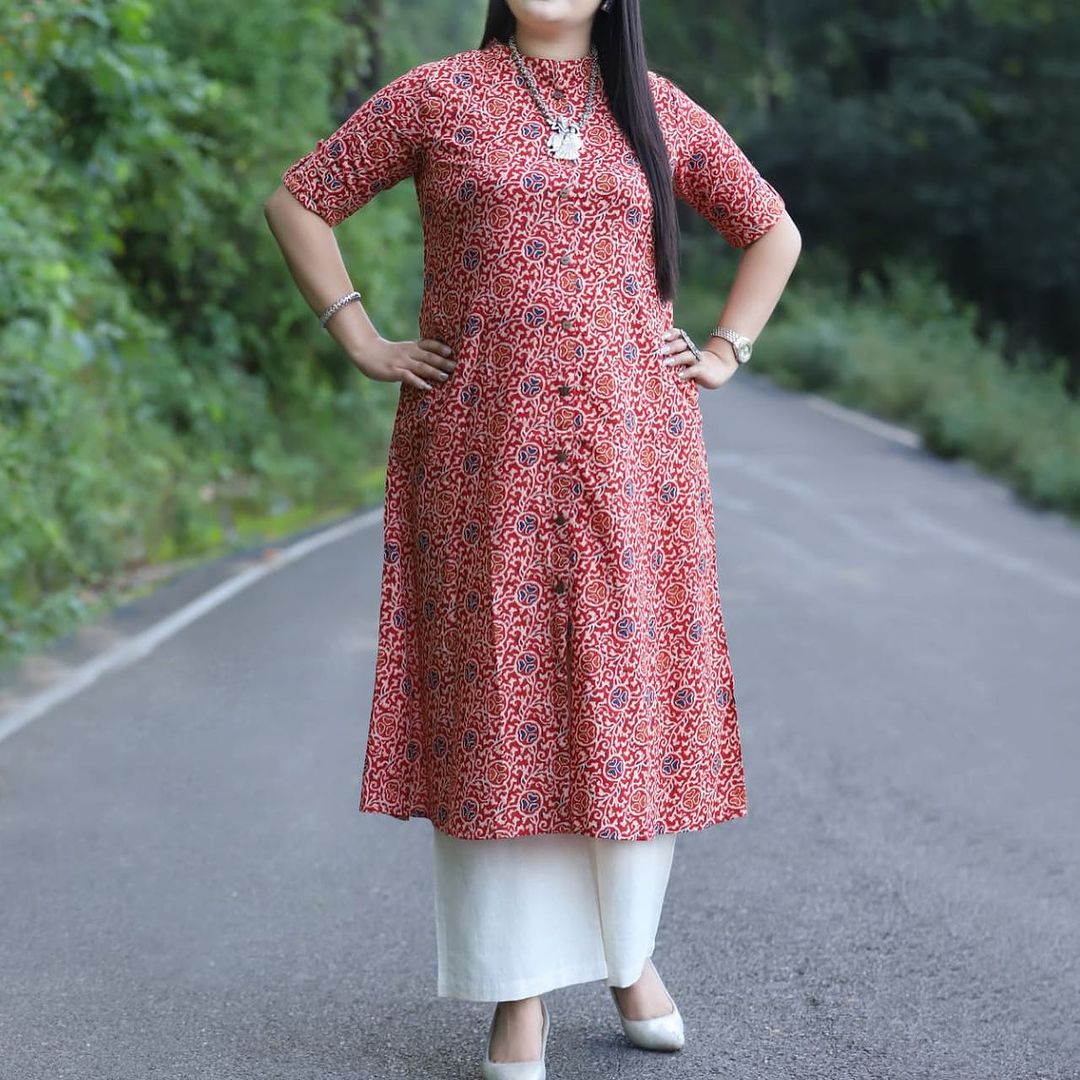 a line kurta dress Cotton A-line Kurta Set with Palazzo, Dual Side Pockets XXL/44