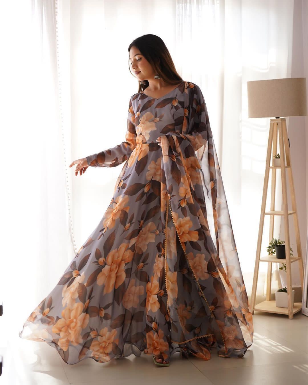 Fox Georgette Anarkali Gown with Digital Print XL/42 Fox Georgette Anarkali Gown with Digital Print XL/42