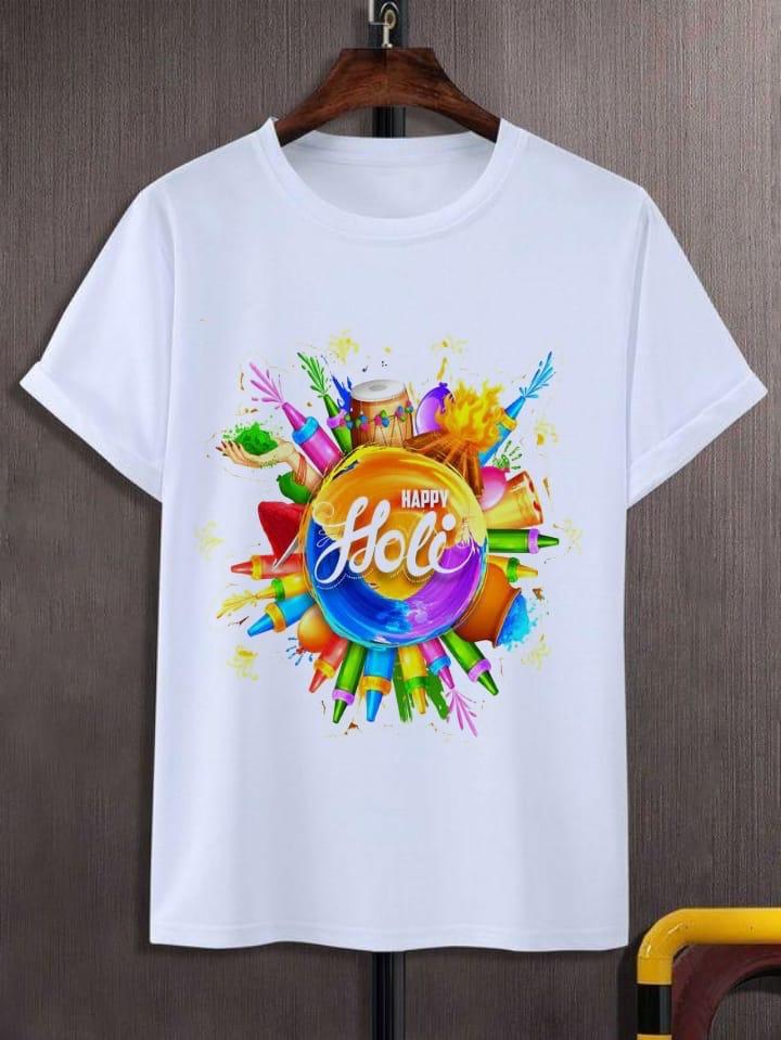 Holi Special Rayon Slub T-Shirt with Digital Print