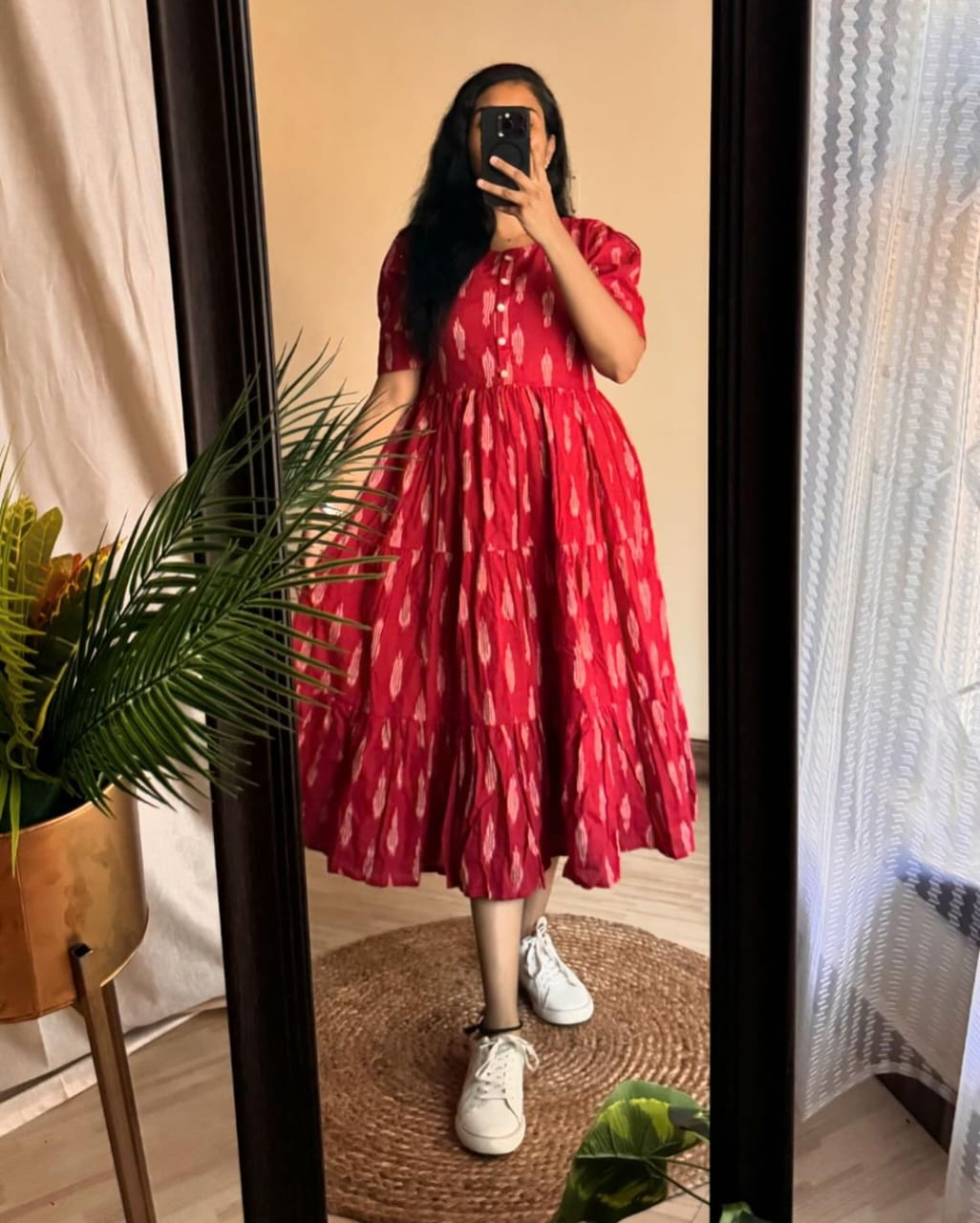 Ikat Cotton Flair Middy Gown – Sukriti Store