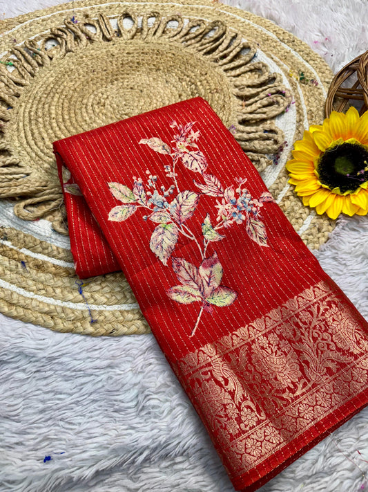 Candy Cotton Silk Saree with Jacquard Border & Running Blouse