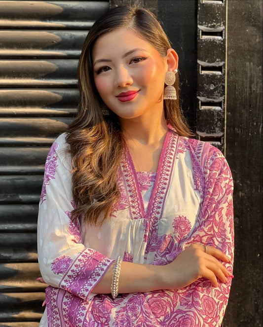 Printed Cotton Kurta Three-Piece Suit Set