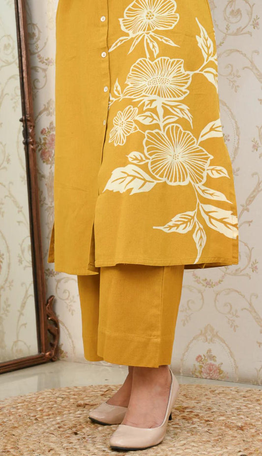 Rayon Co-ord Set for Women – 3/4 Sleeve Kurti & Matching Pant – 45” Kurti Length