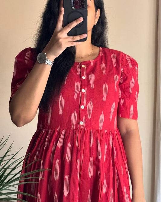 Ikat Cotton Flair Middy Gown