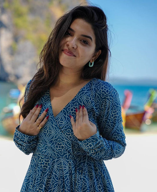 Bandej Design Anarkali Angrakha Dress with Tussles & Palazzo Pant - Cotton 60*60