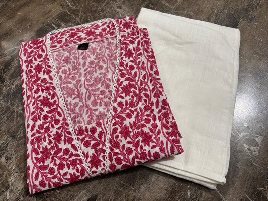 Cotton Kurti with Pant Set for Women