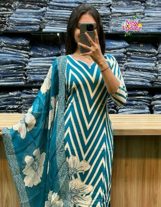 Muslin Silk Suit Set with Dupatta | Embroidered 3-Piece Set with Cotton Lining