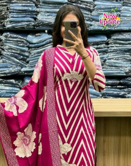 Muslin Silk Suit Set with Dupatta | Embroidered 3-Piece Set with Cotton Lining