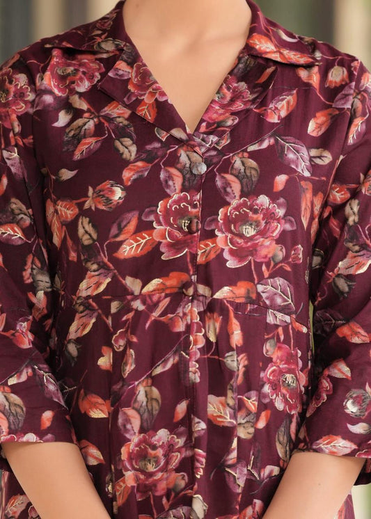 Maslin Foil Print Two-Piece Long Cord Set