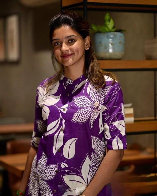 Floral Cotton Co-ord Set – A-line Kurti with Ankle-Length Palazzo Pant