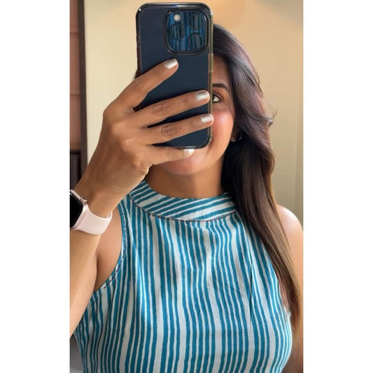 Cotton Sleeveless Kurta Pant Set with Tagai Work