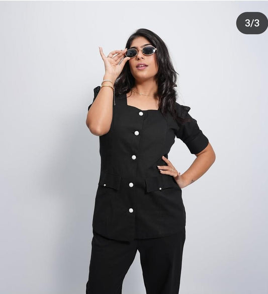 Cotton Flex Co-Ord Set with Designer Shoulder Kurti