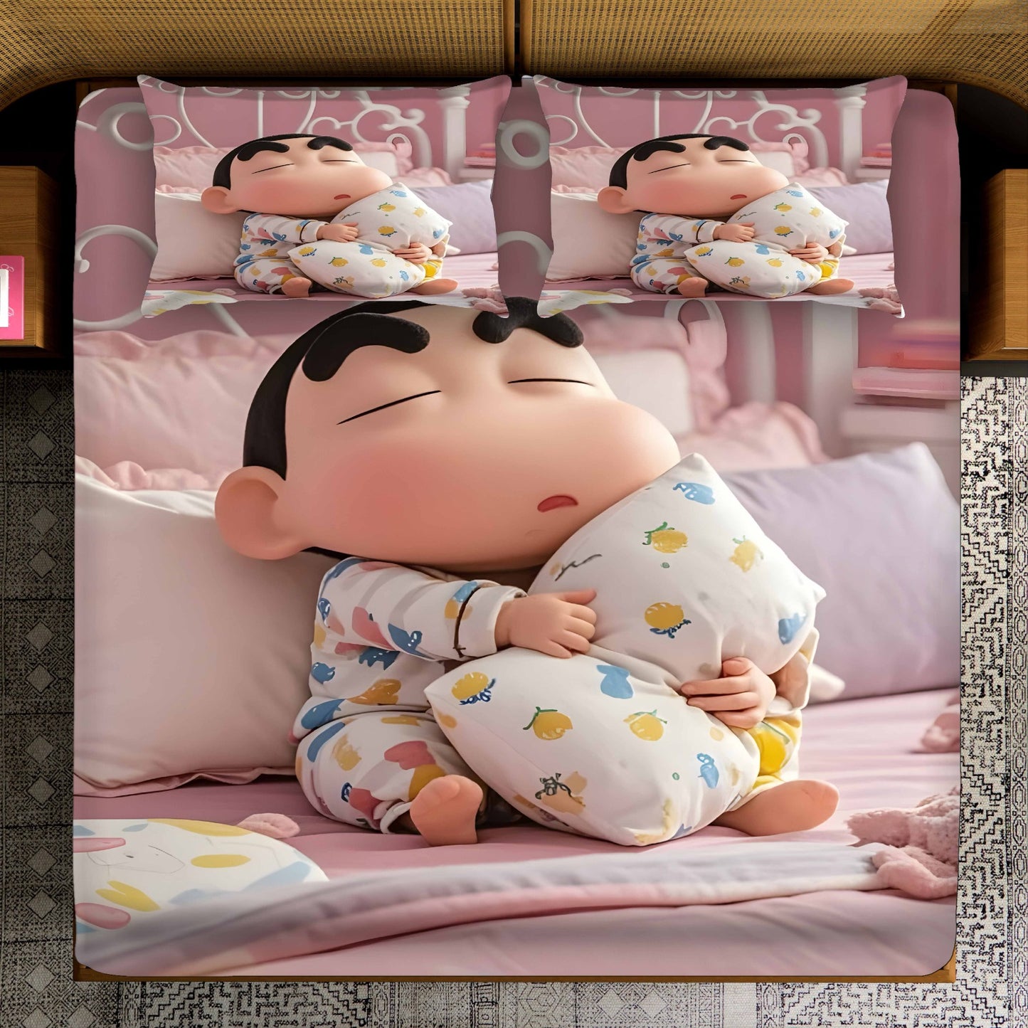 3-Piece Cotton King Size Bedsheet Set with 2 Pillow Covers