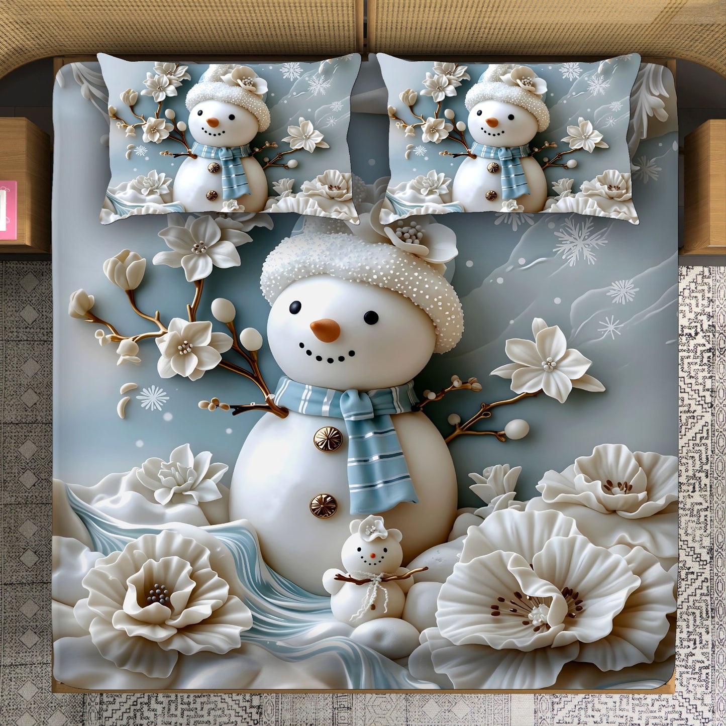 3-Piece Cotton King Size Bedsheet Set with 2 Pillow Covers