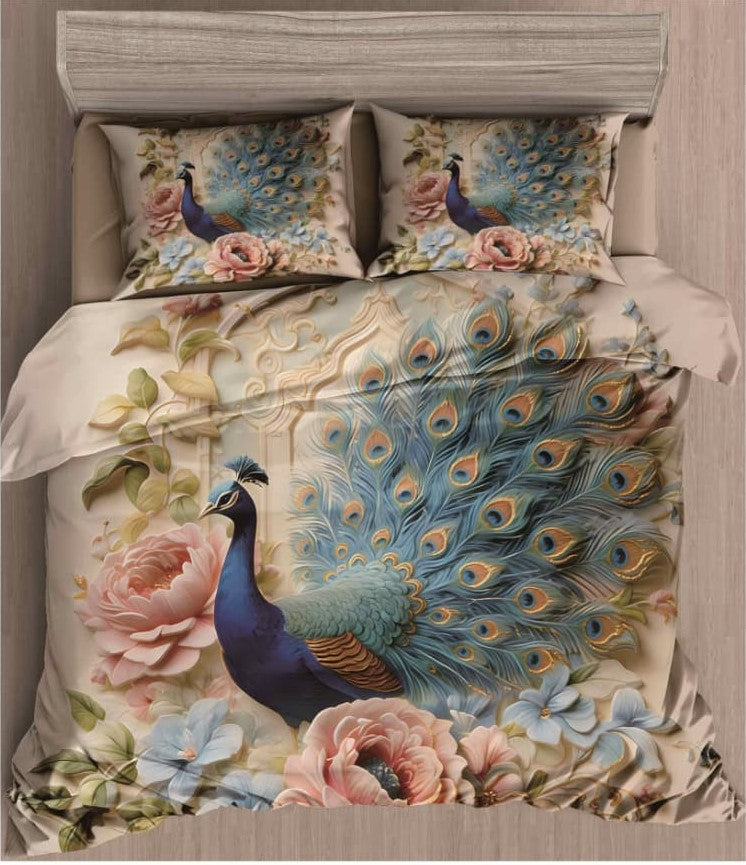 3-Piece Cotton King Size Bedsheet Set with 2 Pillow Covers