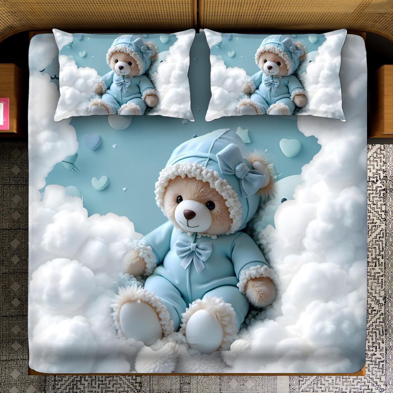 3-Piece Cotton King Size Bedsheet Set with 2 Pillow Covers