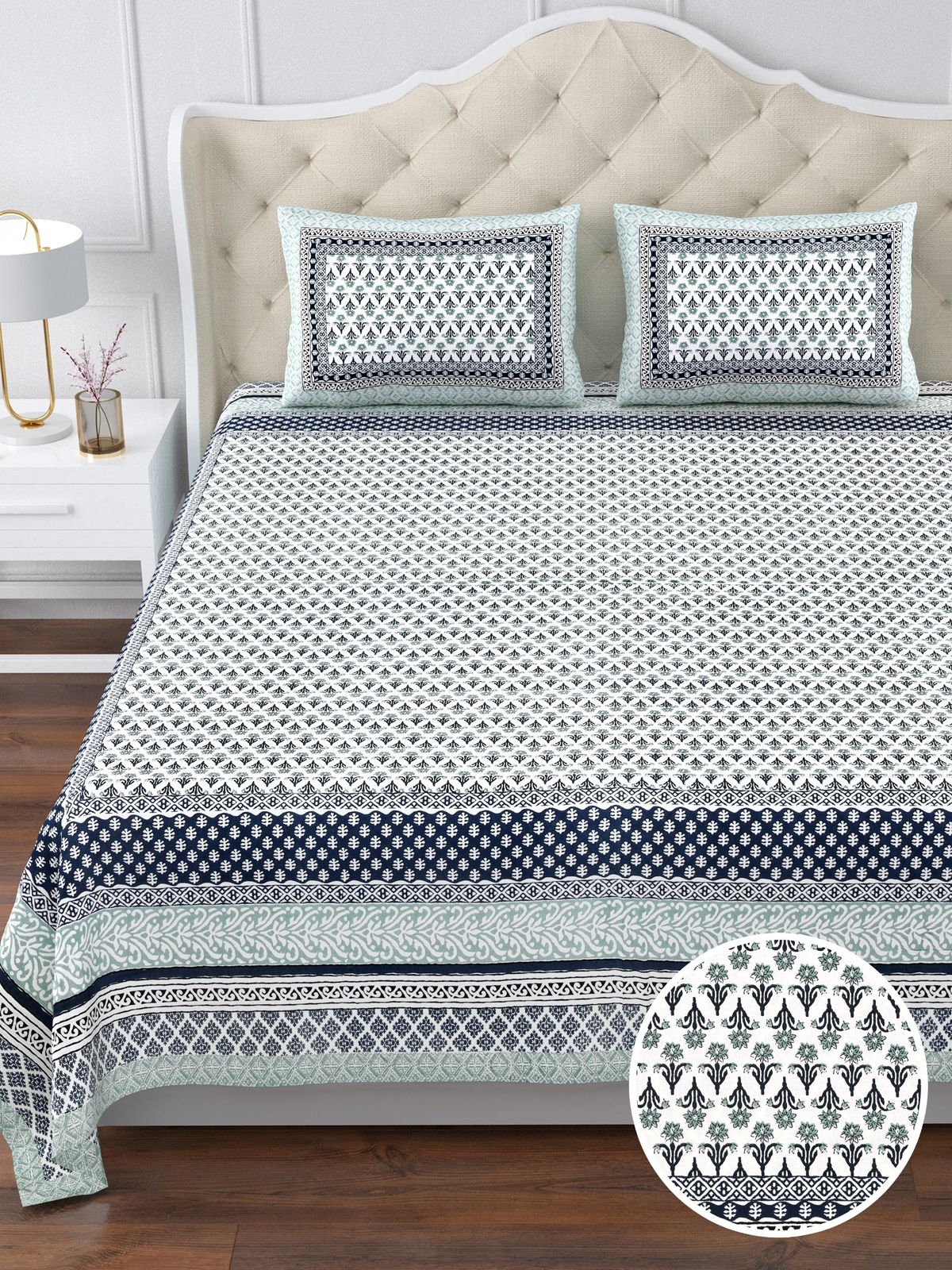 350 TC Cotton Bedsheet 120×120 with 2 Pillow Covers