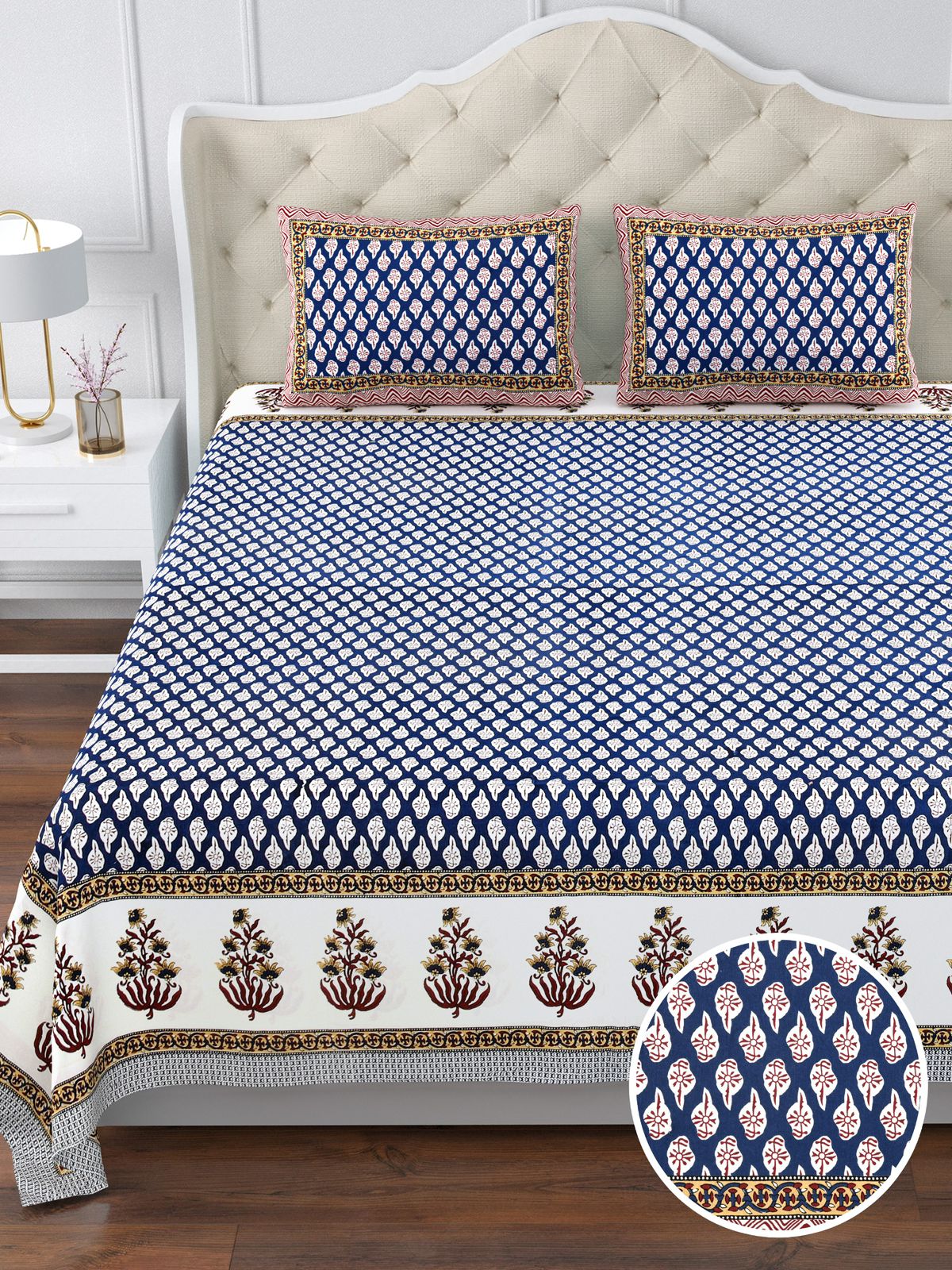 350 TC Cotton Bedsheet 120×120 with 2 Pillow Covers