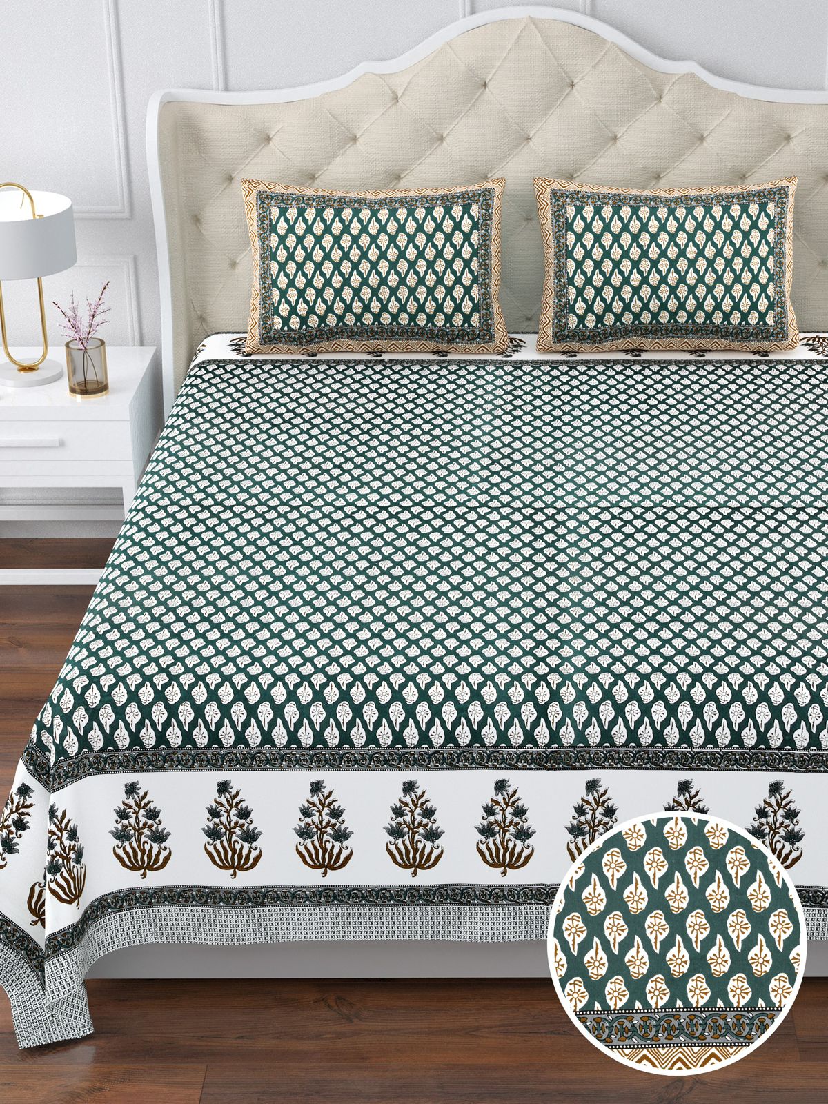 350 TC Cotton Bedsheet 120×120 with 2 Pillow Covers