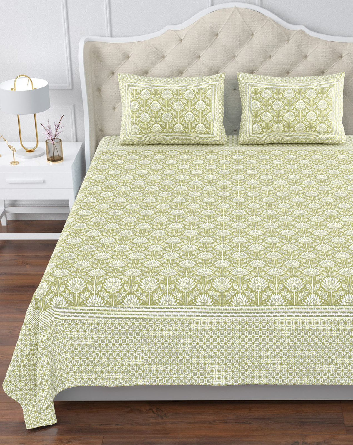 350 TC Cotton Bedsheet 120×120 with 2 Pillow Covers