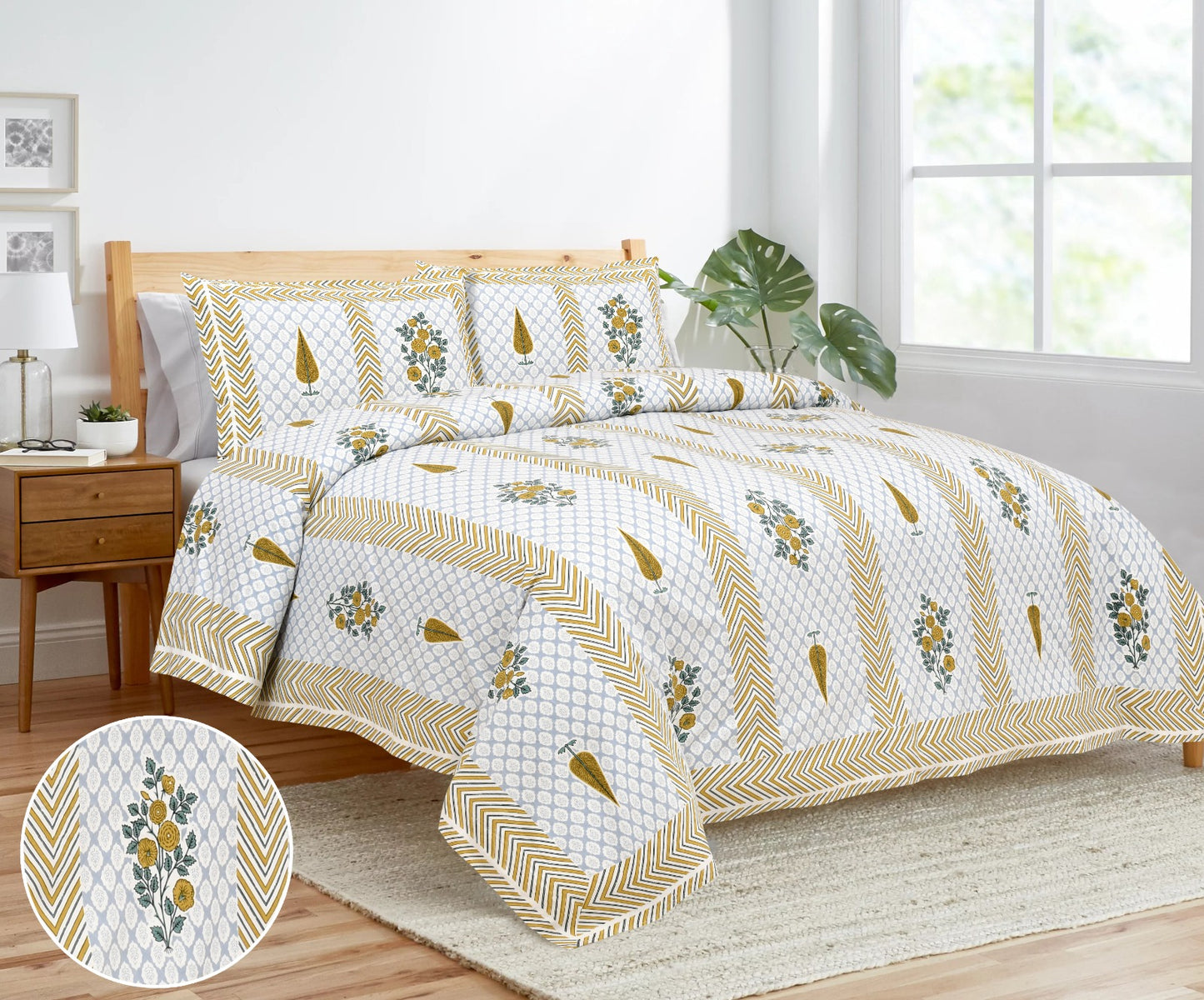 King Size Bedsheet Set in Cotton-Viscose Blend