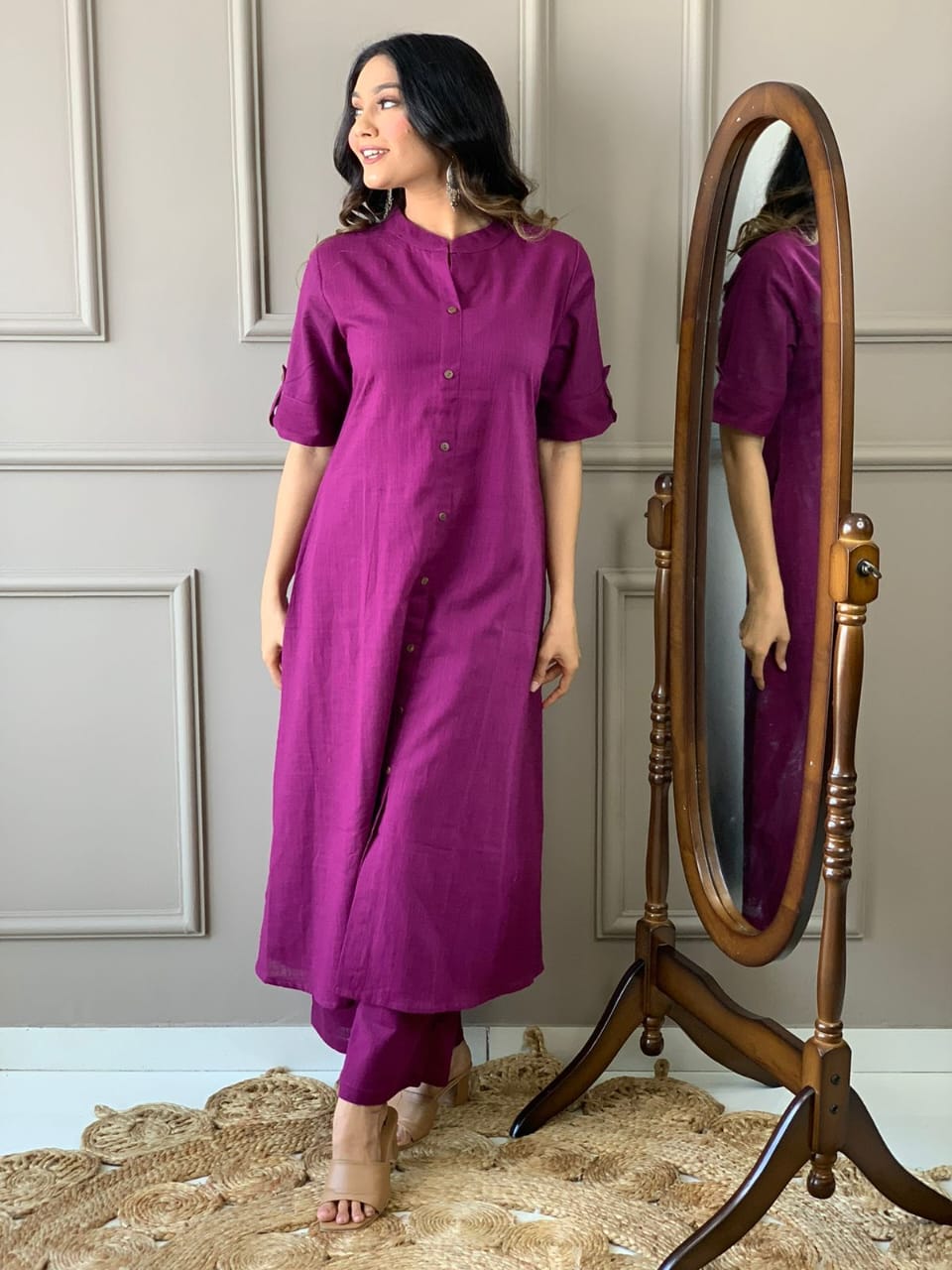 Trendy Kurta And Plazo Design Kurti Dress Party Wear Cotton Frock Suit With Plazo Cotton Slub A-Line Kurti And Palazzo Trendy Kurta And Plazo Design Kurti Dress Party Wear Cotton Frock Suit With Plazo Cotton Slub A-Line Kurti And Palazzo