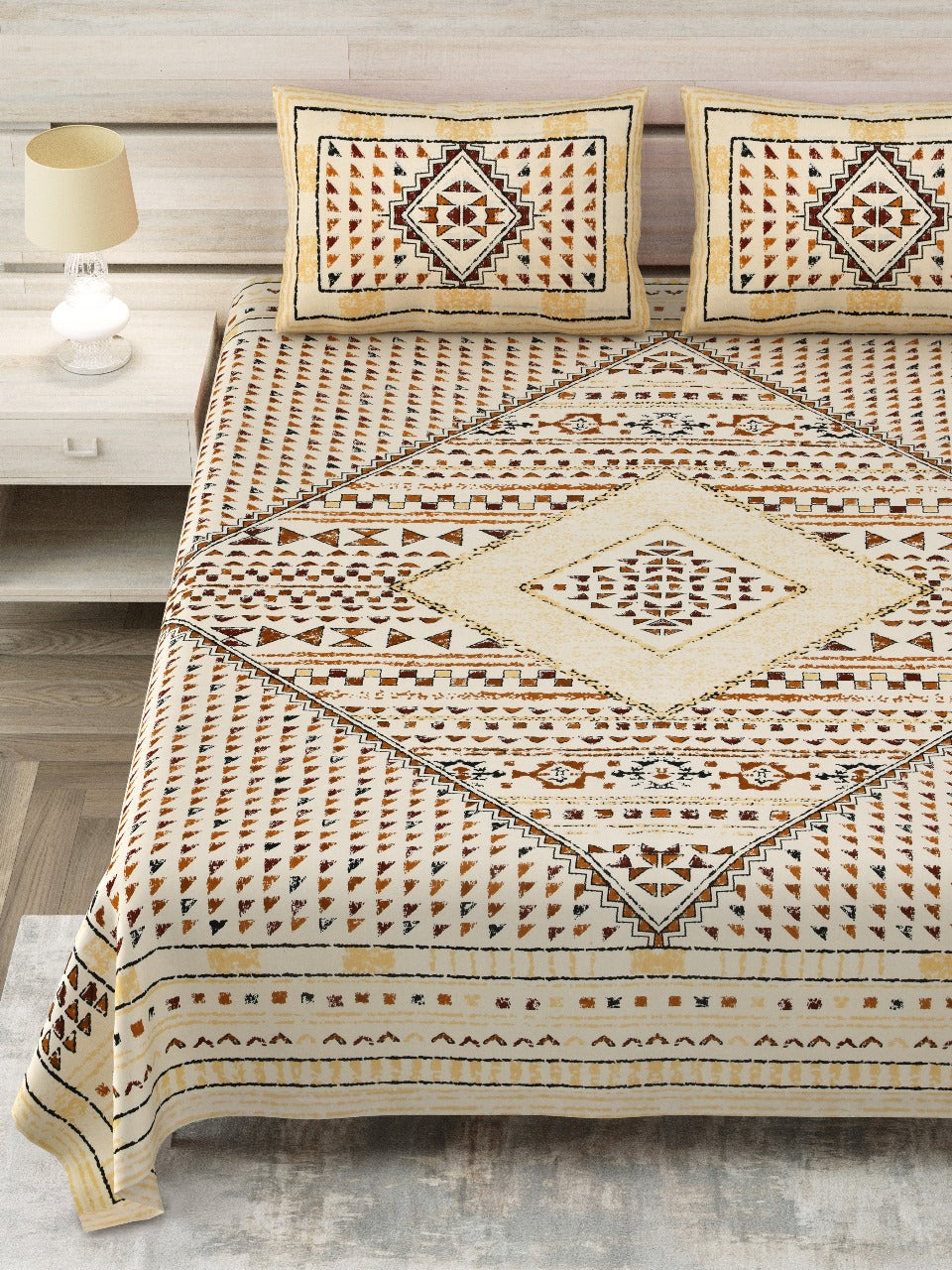 Cotton Viscose Blend Bed Sheet Set - King Size (Includes Pillowcases)