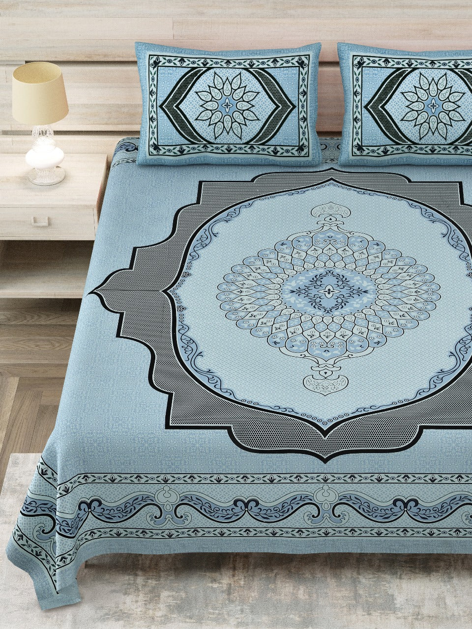 Cotton Viscose Blend Bed Sheet Set - King Size (Includes Pillowcases)