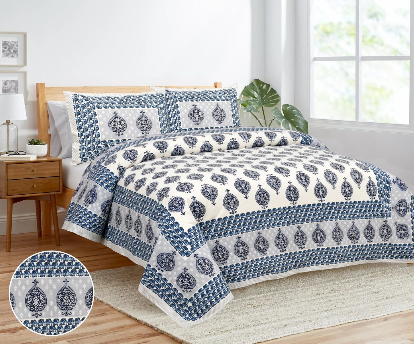 King Size Bedsheet Set in Cotton-Viscose Blend