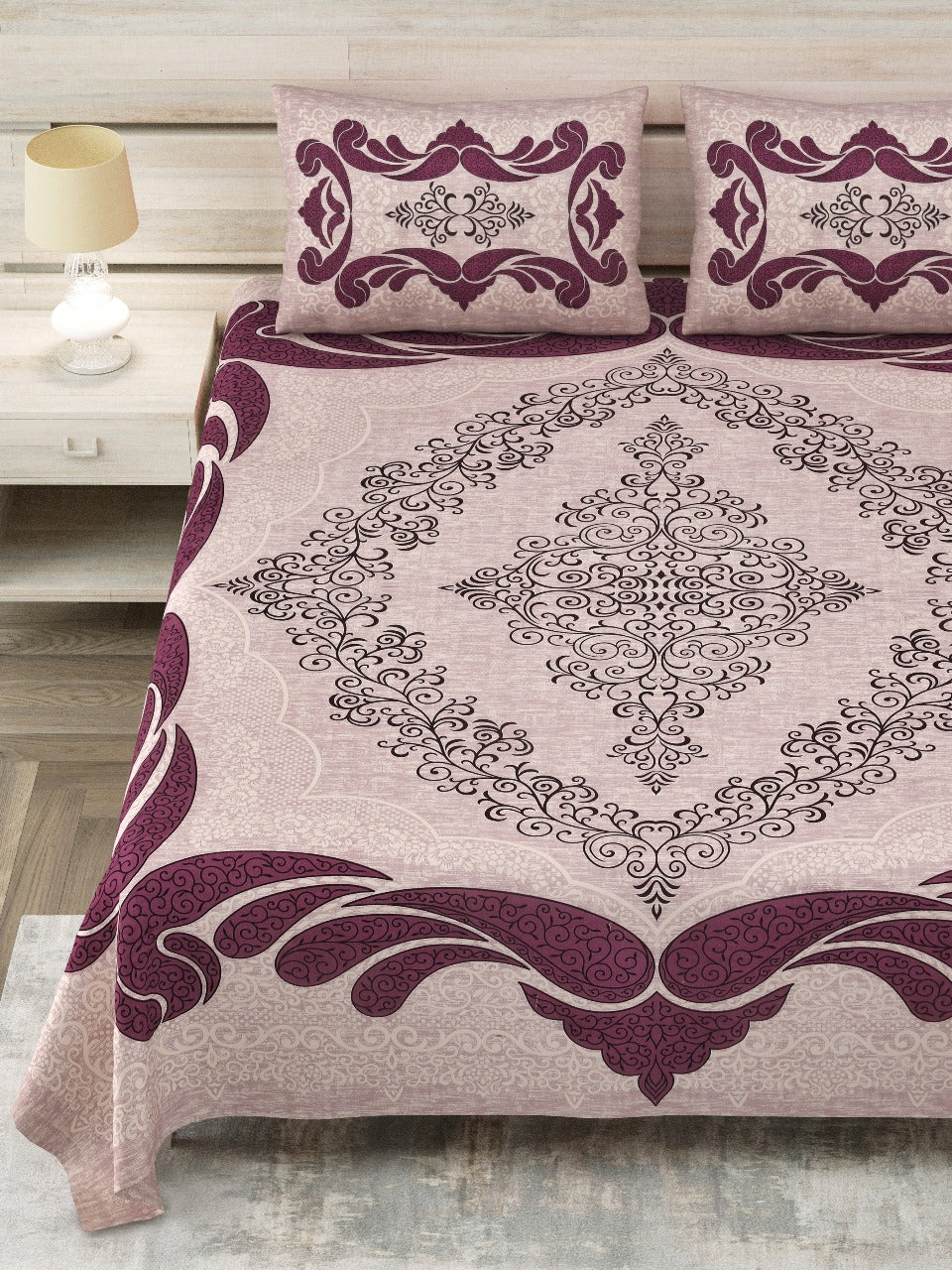 Cotton Viscose Blend Bed Sheet Set - King Size (Includes Pillowcases)