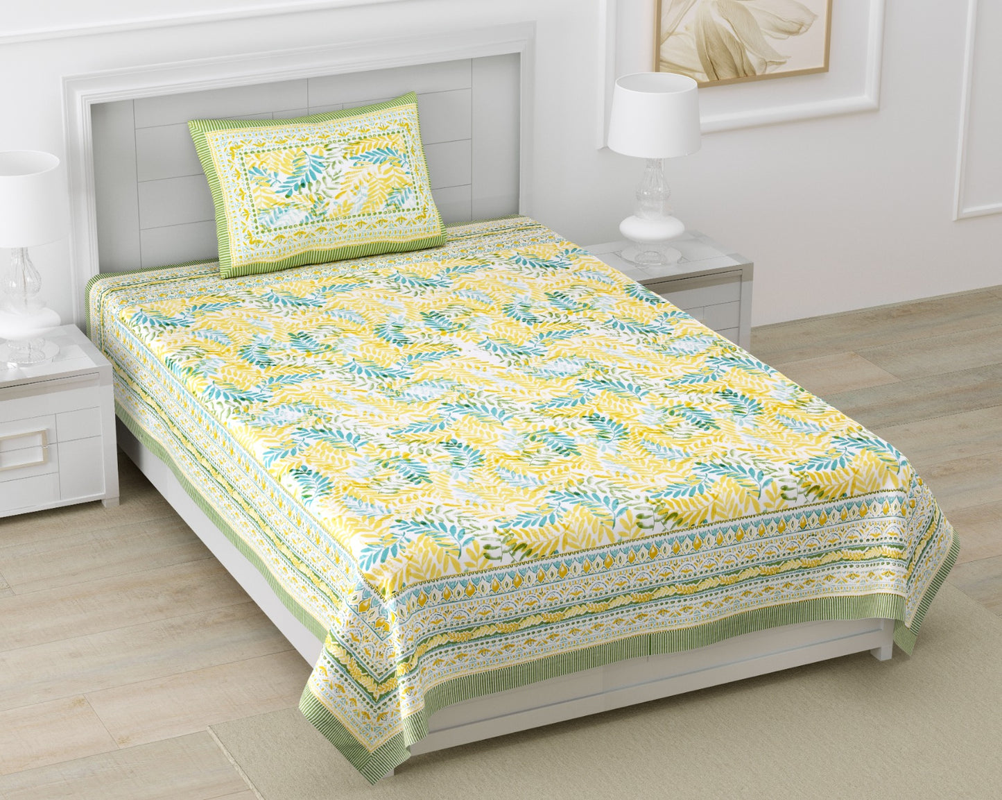 Cotton Autoloom Single Bedsheet Set with Pillow Cover