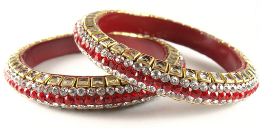 Sukriti Kundan Red Lac Bangle - Set of 2