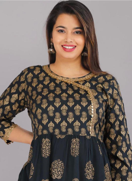 Printed Embroidery Rayon Top - Beautifully Embellished with Intricate Designs