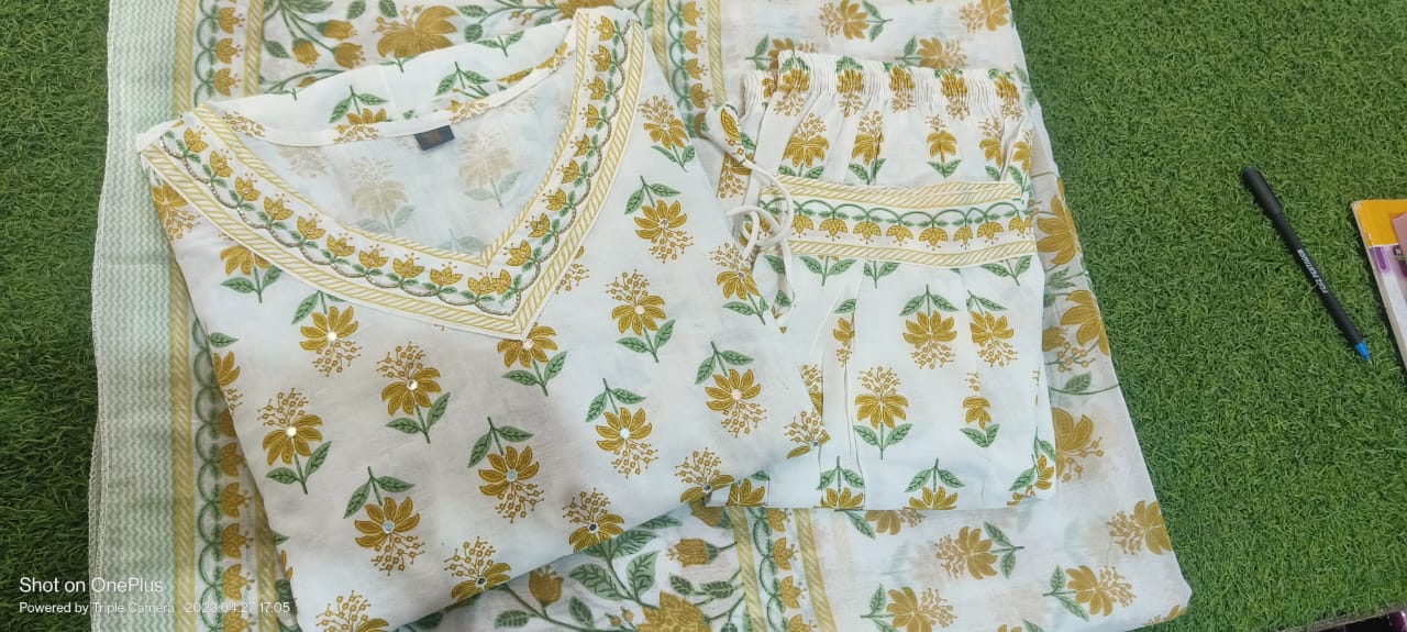 White Floral Afghani Suit Set with Side Waist Tassels and Motifs