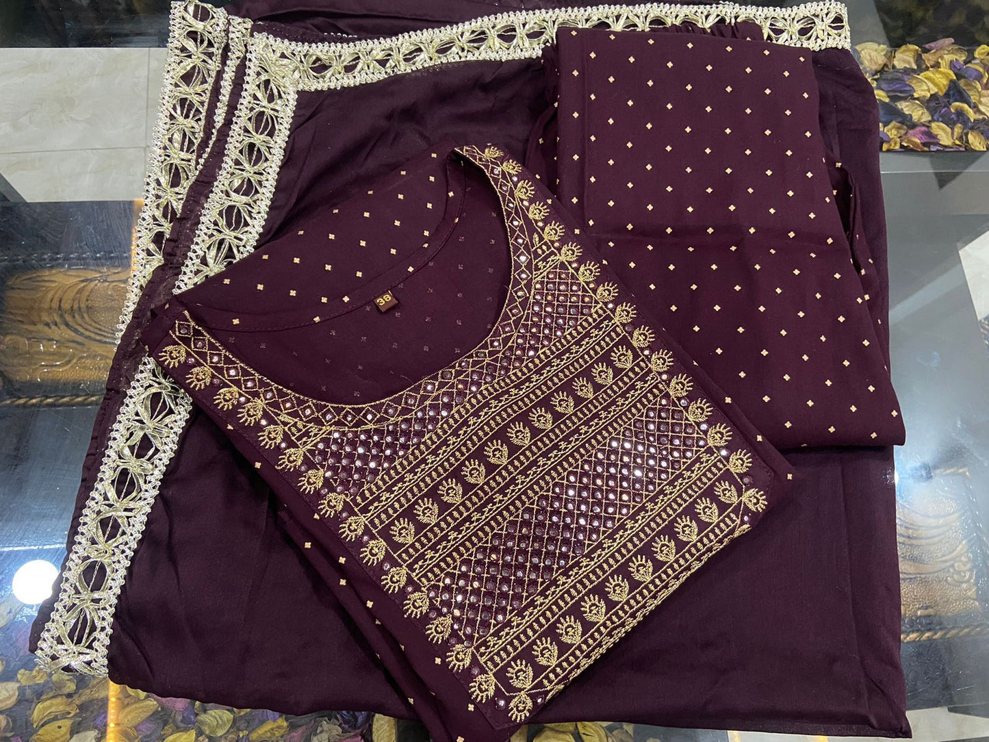 Exquisite Rayon Straight Kurti Set with Golden Print and Zari Embroidery