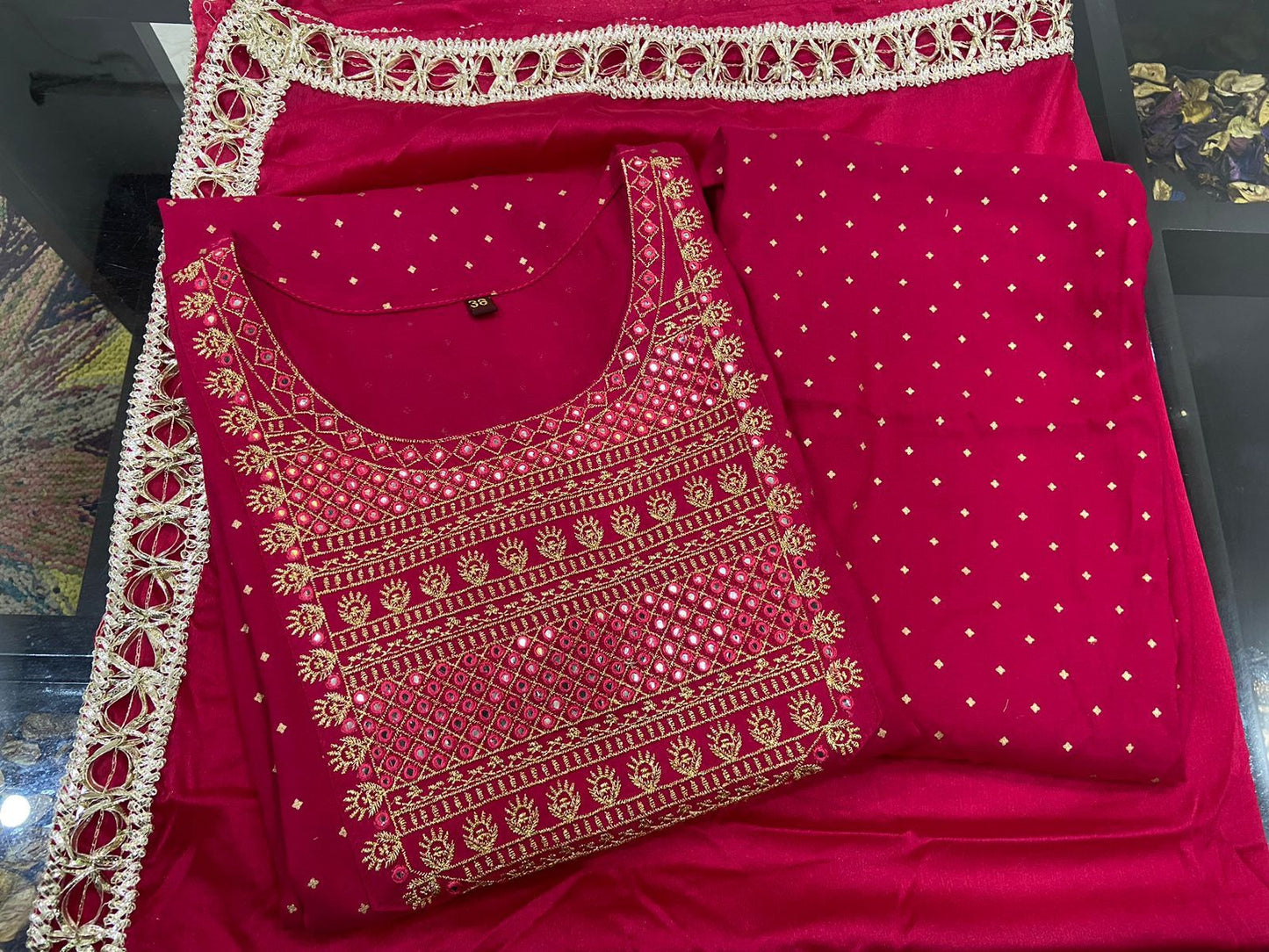 Exquisite Rayon Straight Kurti Set with Golden Print and Zari Embroidery