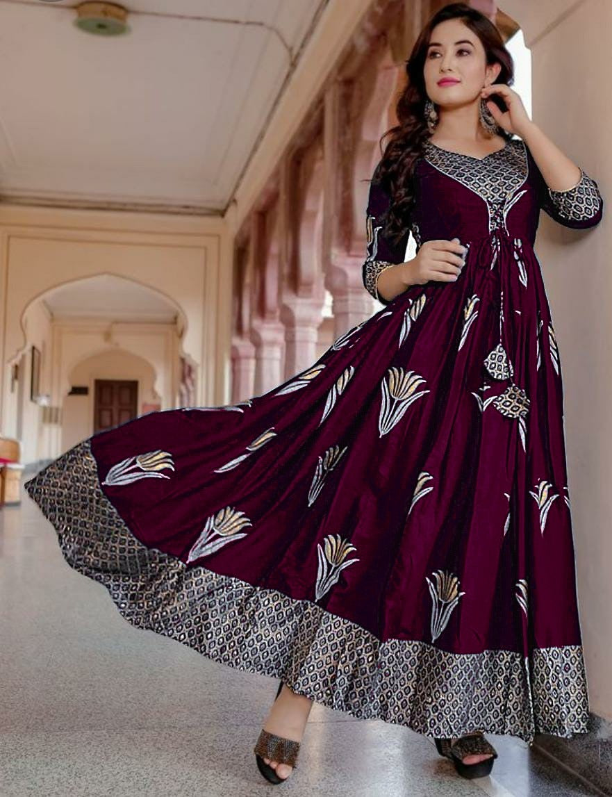 Rayon long clearance gown design