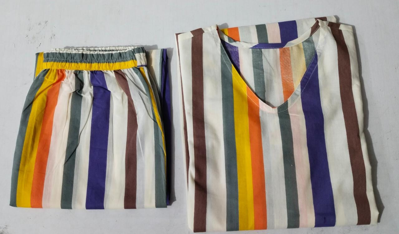 Rainbow Beige Cotton Co-ord Set