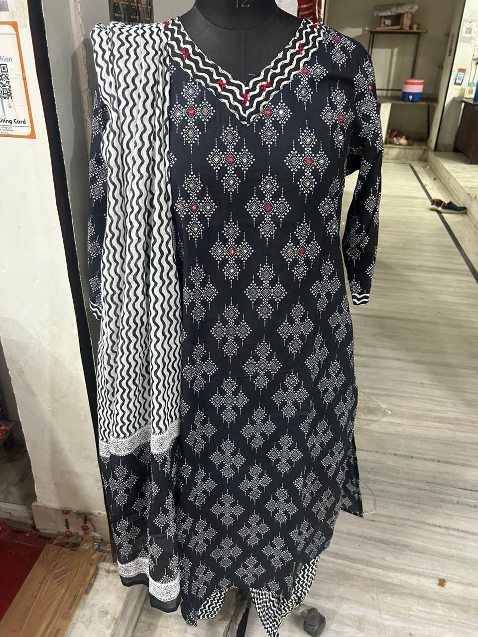 Sanganeri Block Print Cotton Kurta Set with Afghani Pant